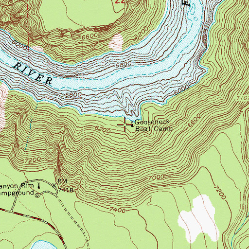 Topographic Map of Gooseneck Boat Camp, UT