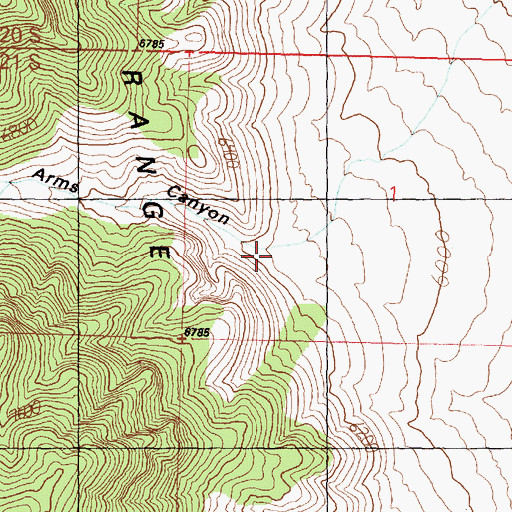 Topographic Map of Arms Canyon, UT
