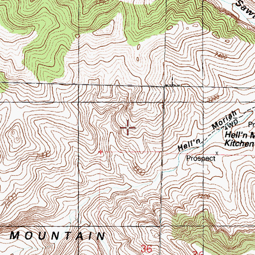 Topographic Map of Hell'n Moriah Kitchen, UT