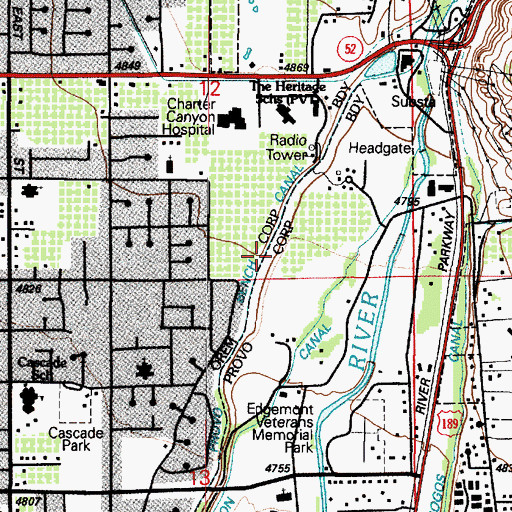 Topographic Map of Provo Bench Canal, UT