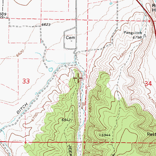 Topographic Map of Graveyard Hollow, UT