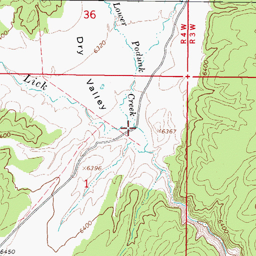 Topographic Map of Lower Podunk Creek, UT