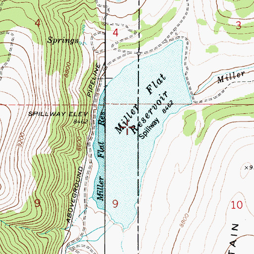Topographic Map of Miller Flat Reservoir, UT
