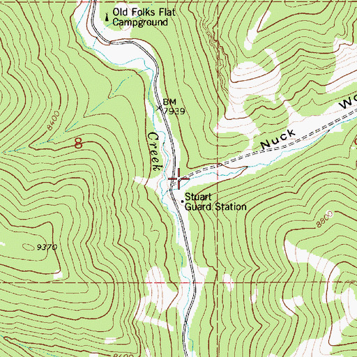 Topographic Map of Nuck Woodward Canyon, UT