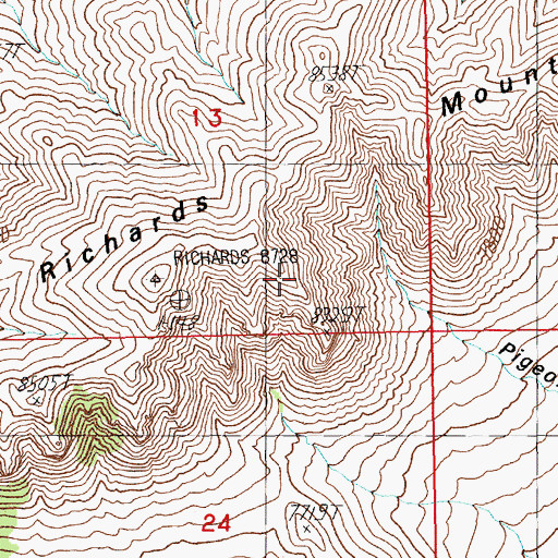 Topographic Map of Richards Mountains, UT