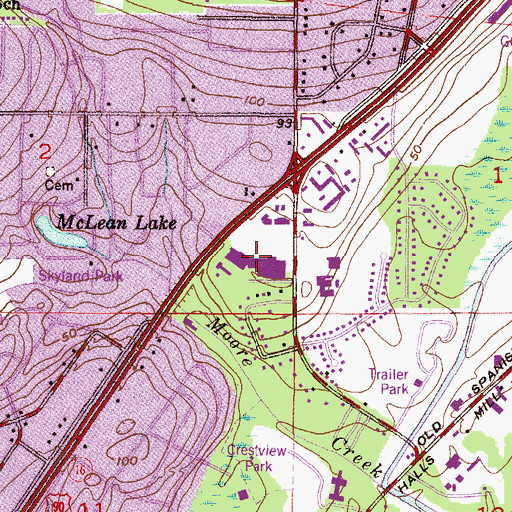 Topographic Map of Skyline Plaza Shopping Center, AL