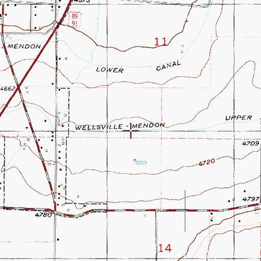 Topographic Map of Wellsville-Mendon Upper Canal, UT