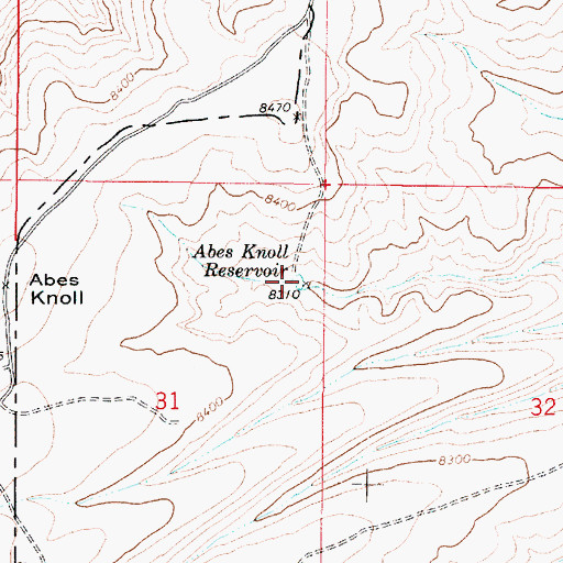 Topographic Map of Abes Knoll Reservoir, UT