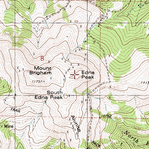 Topographic Map of Edna Peak, UT