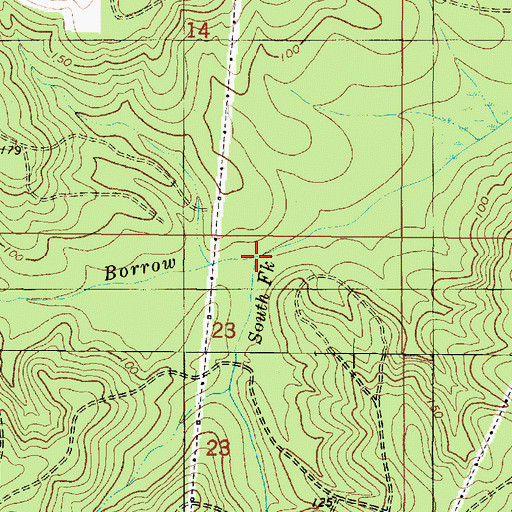 Topographic Map of South Fork Borrow Creek, AL
