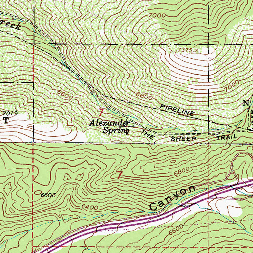 Topographic Map of Alexander Spring, UT