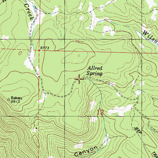 Topographic Map of Allred Spring, UT