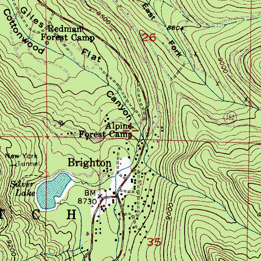 Topographic Map of Alpine Forest Camp, UT
