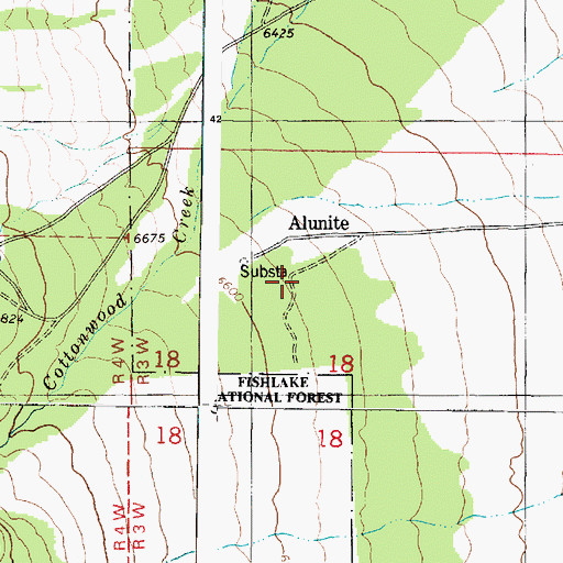 Topographic Map of Alunite, UT