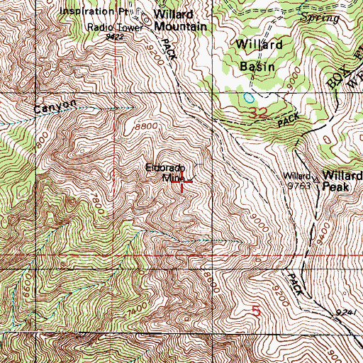 Topographic Map of Alvarado Mine, UT