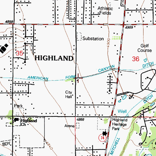 Topographic Map of American Fork Canyon Ditch, UT