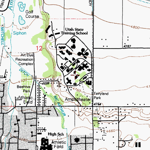 Topographic Map of American Fork Training School, UT