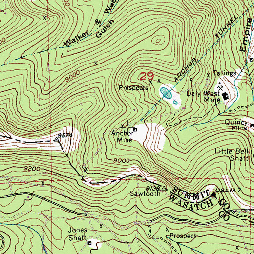 Topographic Map of Anchor Mine, UT