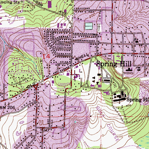 Topographic Map of Spring Hill Baptist Church, AL