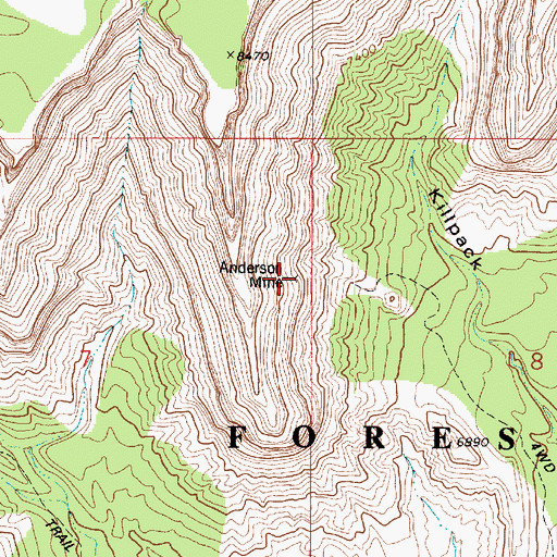 Topographic Map of Anderson Mine, UT