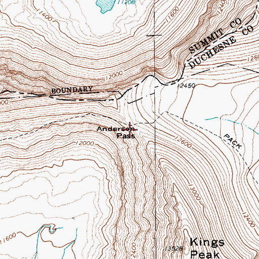 Topographic Map of Anderson Pass, UT