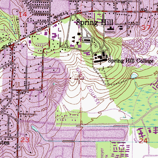 Topographic Map of Spring Hill Golf Course, AL