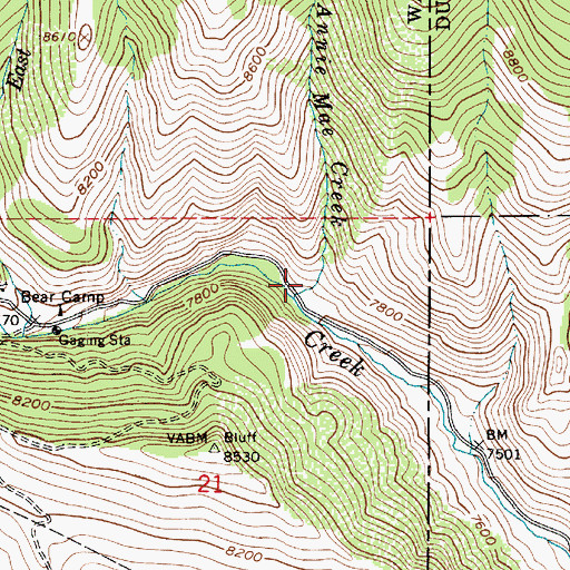 Topographic Map of Annie Mae Creek, UT