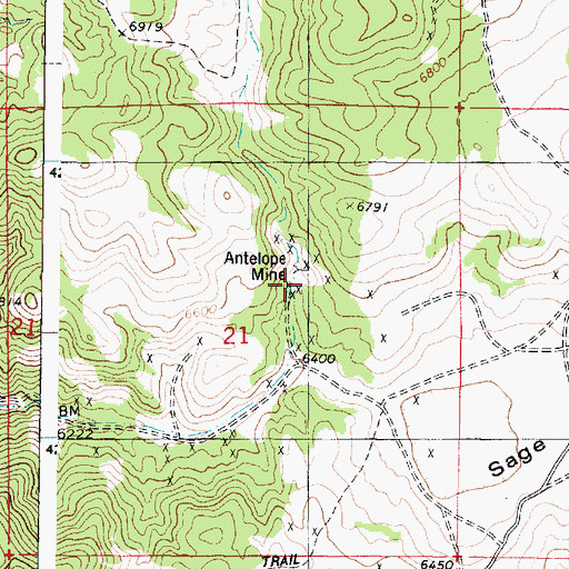 Topographic Map of Antelope Mine, UT