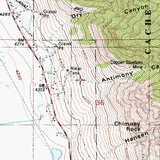 Topographic Map of Antimony Canyon, UT