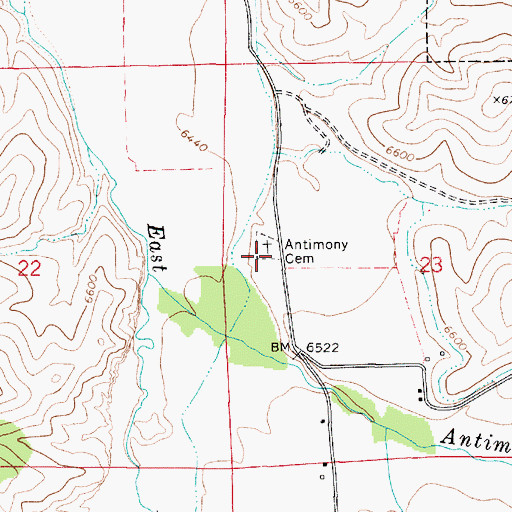 Topographic Map of Antimony Cemetery, UT