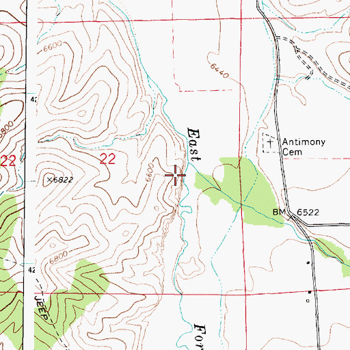 Topographic Map of Antimony Creek, UT