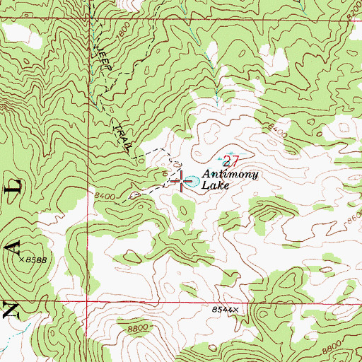 Topographic Map of Antimony Lake, UT