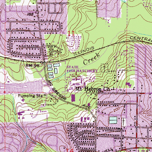 Topographic Map of Spring Hill State Fish Hatchery, AL