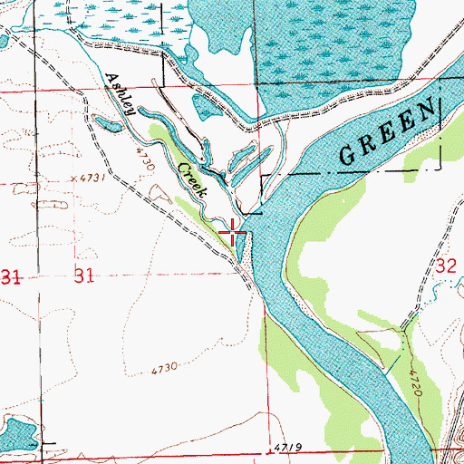 Topographic Map of Ashley Creek, UT