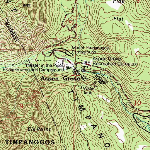 Topographic Map of Aspen Grove, UT