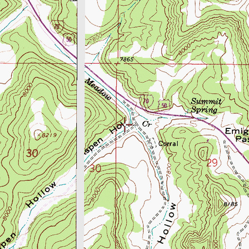 Topographic Map of Aspen Hollow, UT