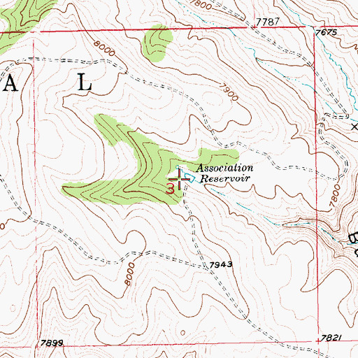 Topographic Map of Association Reservoir, UT