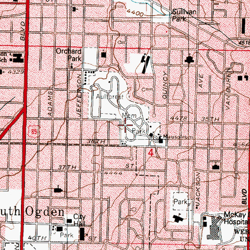 Topographic Map of Aultorest Memorial Park, UT