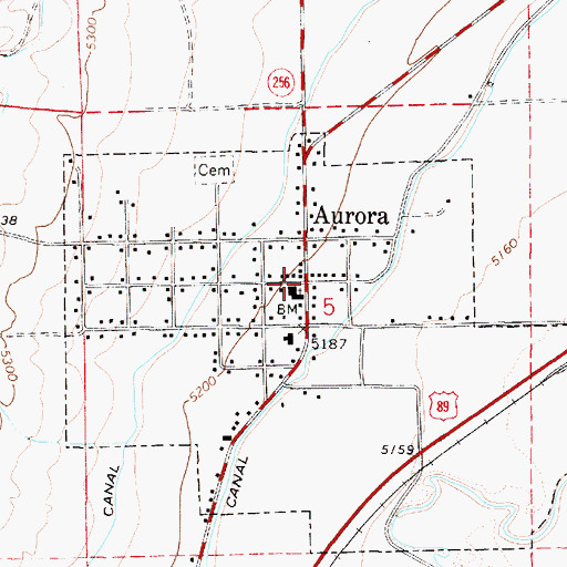 Topographic Map of Aurora, UT