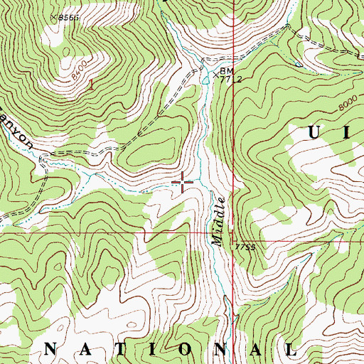 Topographic Map of Averett Canyon, UT