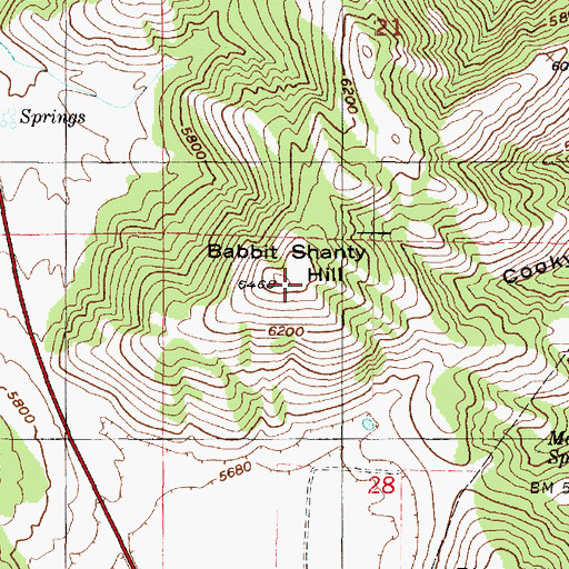 Topographic Map of Babbit Shanty Hill, UT