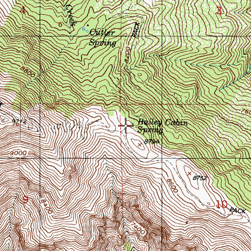 Topographic Map of Bailey Cabin Spring, UT