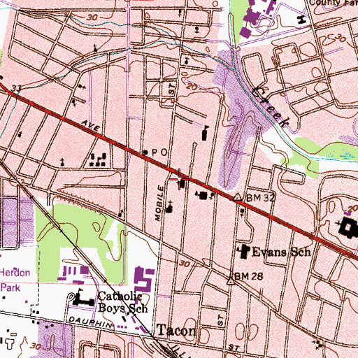 Topographic Map of Springhill Avenue Baptist Church, AL