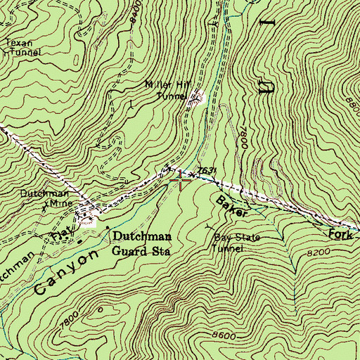 Topographic Map of Baker Fork, UT