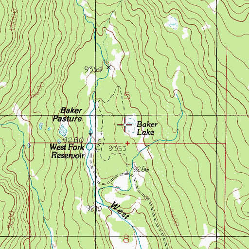 Topographic Map of Baker Lake, UT