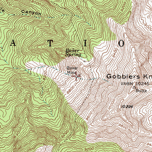 Topographic Map of Baker Mine, UT