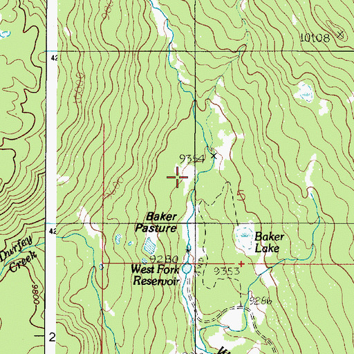 Topographic Map of Baker Pasture, UT