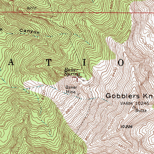 Topographic Map of Baker Spring, UT