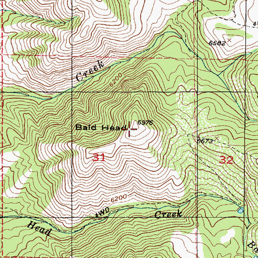 Topographic Map of Bald Head, UT