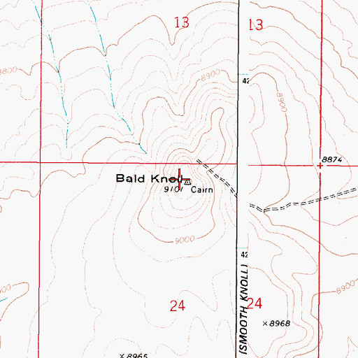 Topographic Map of Bald Knoll, UT